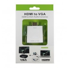 Перехідник HDMI M -> VGA F (з аудіо інтерфейсом) додаткове живлення micro USB, білий RTL