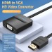 Перехідник HDMI M -> VGA F, 1080P 60Hz, кабель 0,15м, Vention чорний