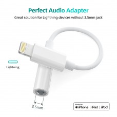 Перехідник Lightning  - 3.5мм 4pin (F) Audio DAC Chip 96kHz MFi,  0.1 м, білий Choetech