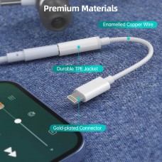 Перехідник Lightning  - 3.5мм 4pin (F) Audio DAC Chip 96kHz MFi,  0.1 м, білий Choetech
