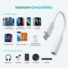 Перехідник Lightning  - 3.5мм 4pin (F) Audio DAC Chip 96kHz MFi,  0.1 м, білий Choetech