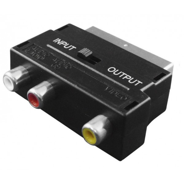 Перехідник SCART M --> RCAx3 F, AV з перемикачем