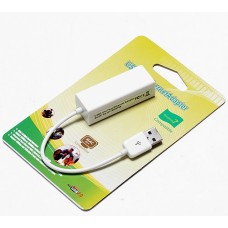 Перехідник USB 2.0 Type-A --> Ethernet RJ45 100Mb чорний 0.1м білий, RTL