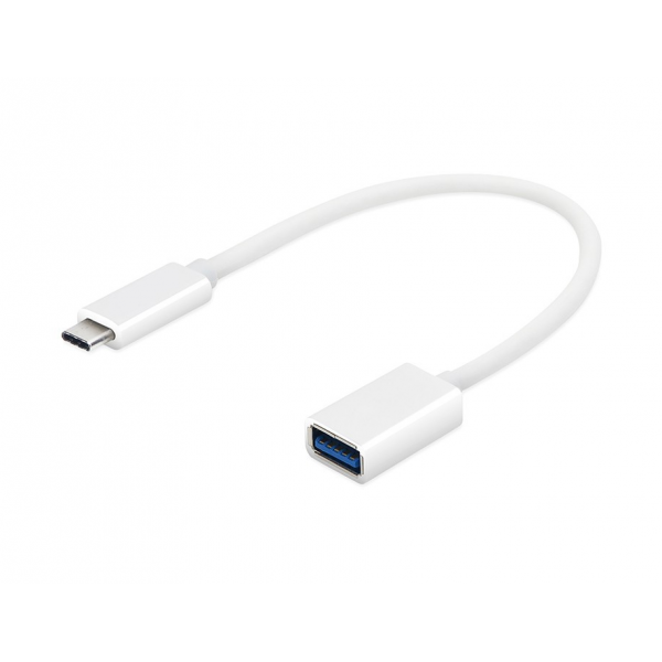 Перехідник USB 2.0 Type-C --> USB (OTG) OEM, кабель 0.2м, білий