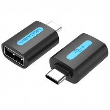Перехідник USB 2.0 Type-C --> USB AF (OTG) PVC Vention чорний Перехідник USB 2.0 Type-C --> USB AF (OTG) PVC Vention чорний