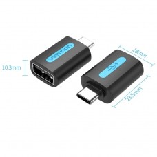 Перехідник USB 2.0 Type-C --> USB AF (OTG) PVC Vention чорний Перехідник USB 2.0 Type-C --> USB AF (OTG) PVC Vention чорний