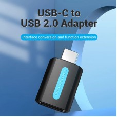 Перехідник USB 2.0 Type-C --> USB AF (OTG) PVC Vention чорний Перехідник USB 2.0 Type-C --> USB AF (OTG) PVC Vention чорний