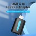 Перехідник USB 2.0 Type-C --> USB AF (OTG)  PVC Vention чорний