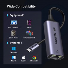 Перехідник USB 3.0 Type-C --> Ethernet RJ45 2.5Gb  CM648 Ugreen чорний