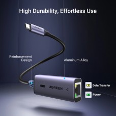 Перехідник USB 3.0 Type-C --> Ethernet RJ45 2.5Gb  CM648 Ugreen чорний