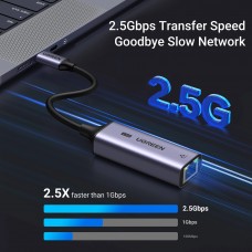 Перехідник USB 3.0 Type-C --> Ethernet RJ45 2.5Gb  CM648 Ugreen чорний