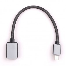 Перехідник USB 3.1 Type-C  -->USB AF (OTG) кабель 0.2м, обплетення, OEM