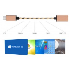 Перехідник USB 3.1 Type-C  -->USB AF (OTG) кабель 0.2м, обплетення, OEM