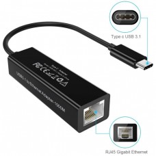 Перехідник USB 3.1 Type-C --> Ethernet RJ45 1000Mb 0,15 м, Choetech чорний