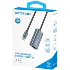 Перехідник USB 3.1 Type-C --> Ethernet RJ45 1000Mb чорний Aluminum Alloy Type Vention Перехідник USB 3.1 Type-C --> Ethernet RJ45 1000Mb чорний Aluminum Alloy Type Vention