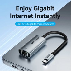 Перехідник USB 3.1 Type-C --> Ethernet RJ45 1000Mb чорний Aluminum Alloy Type Vention Перехідник USB 3.1 Type-C --> Ethernet RJ45 1000Mb чорний Aluminum Alloy Type Vention