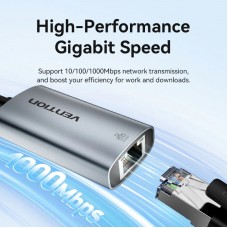 Перехідник USB 3.1 Type-C --> Ethernet RJ45 1000Mb чорний Aluminum Alloy Type Vention Перехідник USB 3.1 Type-C --> Ethernet RJ45 1000Mb чорний Aluminum Alloy Type Vention