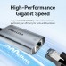 Перехідник USB 3.1 Type-C --> Ethernet RJ45 1000Mb чорний Aluminum Alloy Type Vention
