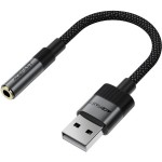 Перехідник USB-A --> 3.5 mm 15cm audio converter J13 Acefast black Перехідник USB-A --> 3.5 mm 15cm audio converter J13 Acefast black