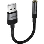 Перехідник USB-A --> 3.5 mm 15cm audio converter J13 Acefast black Перехідник USB-A --> 3.5 mm 15cm audio converter J13 Acefast black