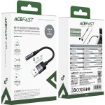 Перехідник USB-A --> 3.5 mm 15cm audio converter J13 Acefast black Перехідник USB-A --> 3.5 mm 15cm audio converter J13 Acefast black