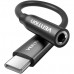 Перехідник USB-C --> аудіо Jack 3.5мм, Aluminum Alloy, чорний Vention