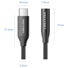 Перехідник USB-C --> аудіо Jack 3.5мм, Aluminum Alloy, чорний Vention Перехідник USB-C --> аудіо Jack 3.5мм, Aluminum Alloy, чорний Vention
