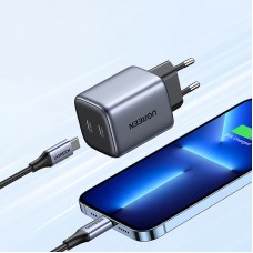 Зарядний пристрій 2xUSB 45W (2xUSB-C) Gan PD 25W+20W, CD294 Ugreen Сірий