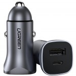 Автозарядка 2xUSB 30W (USB-A + USB-C) QC 4.0 Сіра (EC305) UGREEN Автозарядка 2xUSB 30W (USB-A + USB-C) QC 4.0 Сіра (EC305) UGREEN