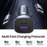 Автозарядка 2xUSB 30W (USB-A + USB-C) QC 4.0 Сіра (EC305) UGREEN Автозарядка 2xUSB 30W (USB-A + USB-C) QC 4.0 Сіра (EC305) UGREEN