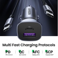 Автозарядка 2xUSB 30W (USB-A + USB-C) QC 4.0 Сіра (EC305) UGREEN Автозарядка 2xUSB 30W (USB-A + USB-C) QC 4.0 Сіра (EC305) UGREEN