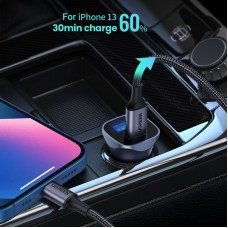 Автозарядка 2xUSB 30W (USB-A + USB-C) QC 4.0 Сіра (EC305) UGREEN Автозарядка 2xUSB 30W (USB-A + USB-C) QC 4.0 Сіра (EC305) UGREEN
