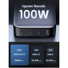 Зарядний пристрій 4xUSB 100W (3хUSB-C+USB-A) Gan Nexode чорний CD328 Ugreen Desktop Fast Charger