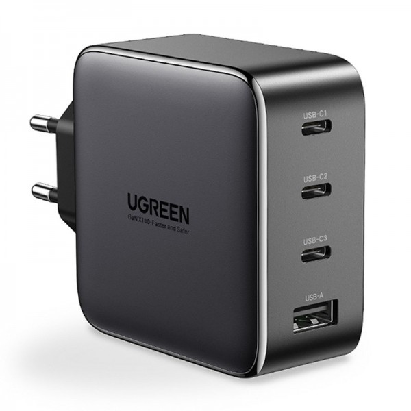 Зарядний пристрій 4xUSB 100W (3xUSB-C+USB-A) Gan Tech Fast GAN Charger чорний CD226 Ugreen