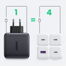 Зарядний пристрій 4xUSB 100W (3xUSB-C+USB-A) Gan Tech Fast GAN Charger чорний CD226 Ugreen Зарядний пристрій 4xUSB 100W (3xUSB-C+USB-A) Gan Tech Fast GAN Charger чорний CD226 Ugreen