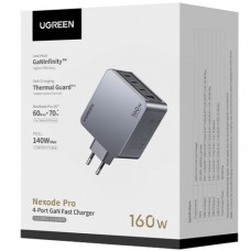 Зарядний пристрій 4xUSB 160W (3xUSB-C + USB-A) GaN + Type-C cable 100W сірий X763 Nexode Pro Ugreen Зарядний пристрій 4xUSB 160W (3xUSB-C + USB-A) GaN + Type-C cable 100W сірий X763 Nexode Pro Ugreen