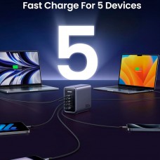Зарядний пристрій 5xUSB 300W 5xUSB (4хUSB-C + USB-A) Nexode Desktop Fast Charger, Cable CD333 Ugreen