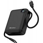 УМБ Sandberg 10000mAh 20W PD,QC3.0, USB-C In/Out, PowerThru, with built-in 2xUSB-C cables УМБ Sandberg 10000mAh 20W PD,QC3.0, USB-C In/Out, PowerThru, with built-in 2xUSB-C cables