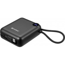 УМБ Sandberg 10000mAh 20W PD,QC3.0, USB-C In/Out, PowerThru, with built-in 2xUSB-C cables