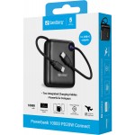 УМБ Sandberg 10000mAh 20W PD,QC3.0, USB-C In/Out, PowerThru, with built-in 2xUSB-C cables УМБ Sandberg 10000mAh 20W PD,QC3.0, USB-C In/Out, PowerThru, with built-in 2xUSB-C cables