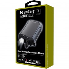 УМБ Sandberg 10000mAh Hand Warmer з обігрівачем рук 2A, USB, Type-C in, PowerThru, LED ліхтар 1W