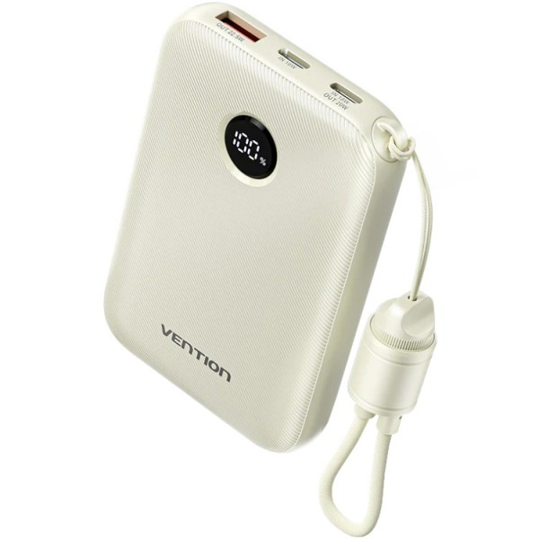 УМБ Vention 10000mAh 22,5W Fast Charging, USB-A, 2xUSB-C Beige