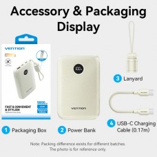 УМБ Vention 10000mAh 22,5W Fast Charging, USB-A, 2xUSB-C Beige