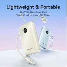 УМБ Vention 10000mAh 22,5W Fast Charging, USB-A, 2xUSB-C Blue