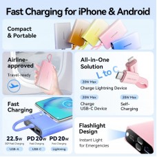 УМБ Vention 10000mAh 22,5W PD, USB-A, USB-C In/Out, Lightning In/Out, Blue