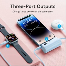 УМБ Vention 4800mAh 22,5W PD, USB-C In/Out, LED display, with built-in USB-C cable Black
