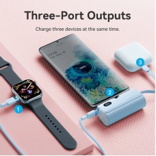 УМБ Vention 4800mAh 22,5W PD, USB-C In/Out, LED display, with built-in Lightning cable Black