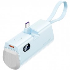 УМБ Vention 4800mAh 22,5W PD, USB-C In/Out, LED display, with built-in Lightning cable Blue