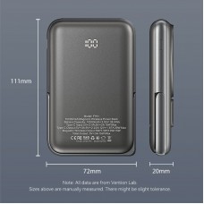 УМБ Vention Magnetic Wireless 10000mAh 20W PD USB-C In/Out, QI-15W Black