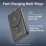 УМБ Vention Magnetic Wireless 10000mAh 20W PD USB-C In/Out, QI-15W Black УМБ Vention Magnetic Wireless 10000mAh 20W PD USB-C In/Out, QI-15W Black